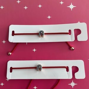 “New” Red String HorseShoe Evil Eye bracelet with Small blue crystals.